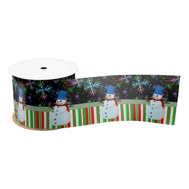 Christmas Ribbon, Snowman Satin Ribbon (Spool)