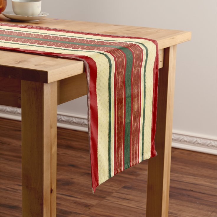 Christmas Ribbon Table Runner | Red Green Gold | Zazzle