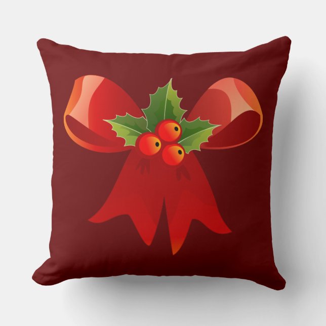 Christmas Ribbon Throw Pillow (Front)
