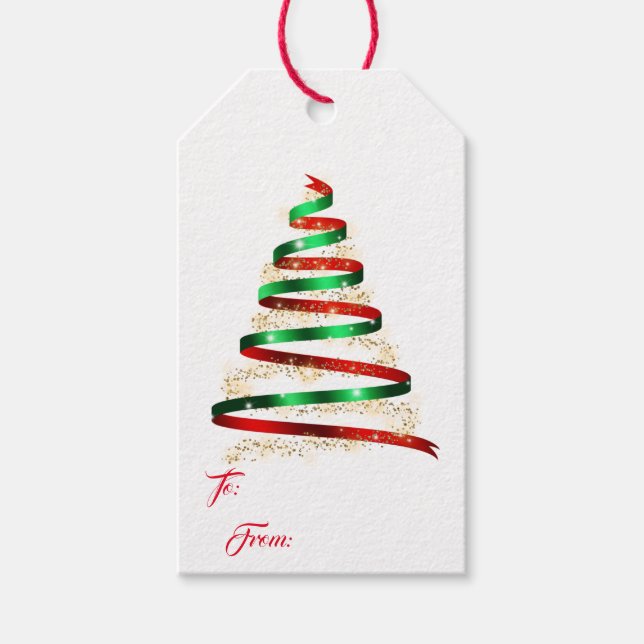Christmas Ribbon Tree Gift Tags (Front)