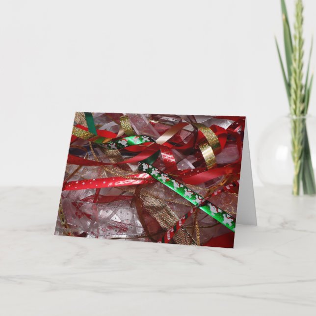 Christmas Ribbons Red Green and Gold Holiday (Front)