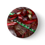 Christmas Ribbons Red Green and Gold Holiday Button