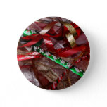 Christmas Ribbons Red Green and Gold Holiday Button