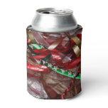 Christmas Ribbons Red Green and Gold Holiday Can Cooler