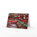 Christmas Ribbons Red Green and Gold Holiday Card