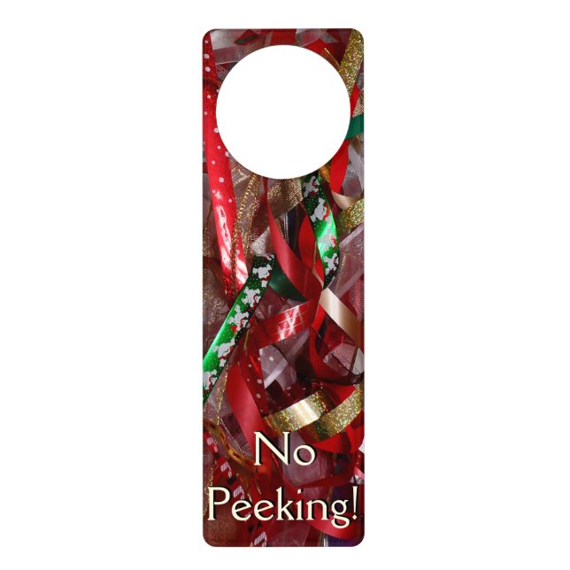 Christmas Ribbons Red Green and Gold Holiday Door Hanger (Front)