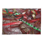 Christmas Ribbons Red Green and Gold Holiday Kitchen Towel