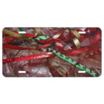 Christmas Ribbons Red Green and Gold Holiday License Plate