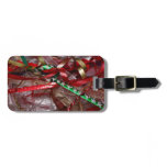 Christmas Ribbons Red Green and Gold Holiday Luggage Tag