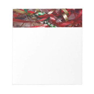 Christmas Ribbons Red Green and Gold Holiday Notepad