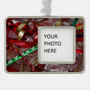 Christmas Ribbons Red Green and Gold Holiday Ornament