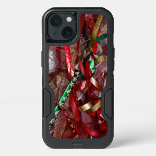 Christmas Ribbons Red Green and Gold Holiday iPhone 13 Case