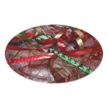Christmas Ribbons Red Green and Gold Holiday Oval Sticker