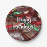 Christmas Ribbons Red Green and Gold Holiday Paper Plates