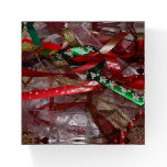 Christmas Ribbons Red Green and Gold Holiday Paperweight