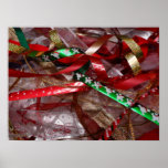 Christmas Ribbons Red Green and Gold Holiday Poster