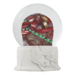 Christmas Ribbons Red Green and Gold Holiday Snow Globe