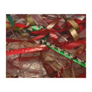 Christmas Ribbons Red Green and Gold Holiday Wood Wall Decor
