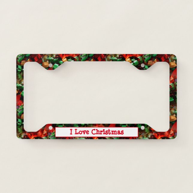 Christmas Ribbons Your Message License Plate Frame (Front)