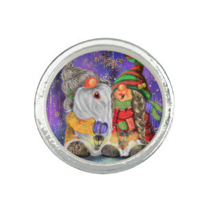 Christmas Ring Gift Couple Gnomes Singing