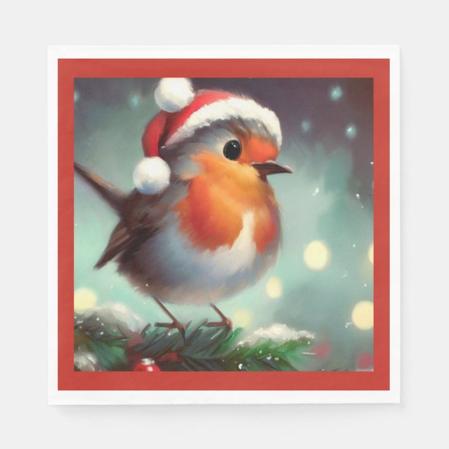 Christmas Robin 2 Napkins (Front)