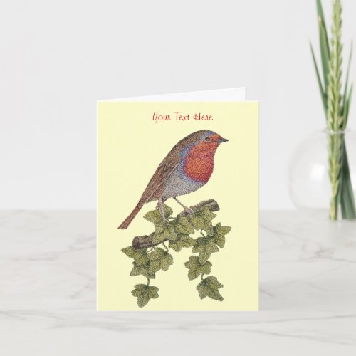 Christmas Robin and ivy leaves illustration Holiday Card