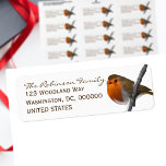 Christmas Robin Bird Holiday Return Address Labels<br><div class="desc">A lone red robin sits on a snow-covered branch with a white winter's white sky is  behind him. Customize with your details. His name is Bob and wishes you a very merry holiday season.</div>
