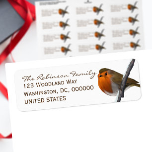 Christmas Robin Bird Holiday Return Address Labels