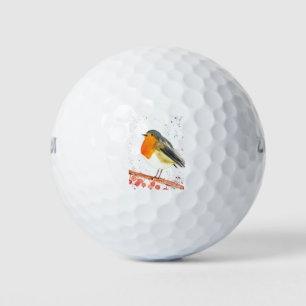 Christmas robin bird watercolor winter cute golf balls