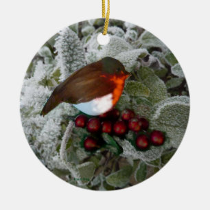 Christmas Robin Ceramic Ornament