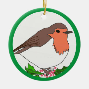 Christmas Robin Ceramic Ornament