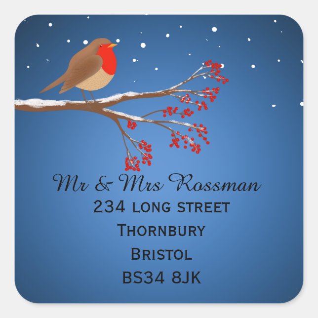 Christmas Robin Change of address sticker (Front)