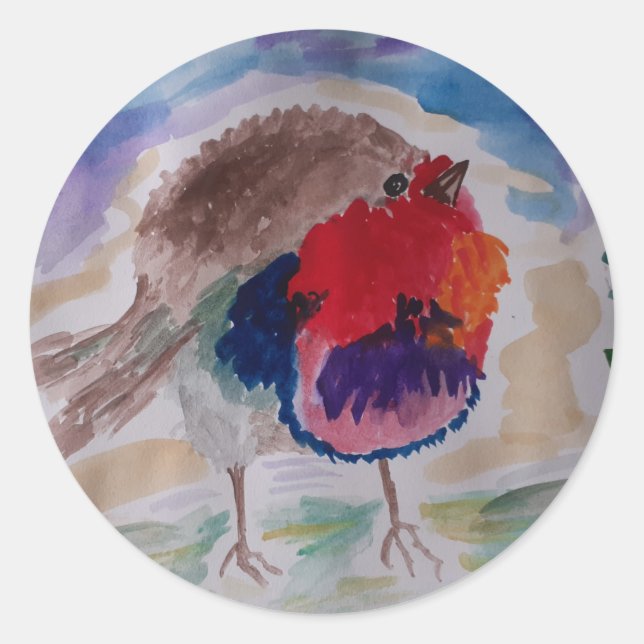 Christmas Robin Classic Round Sticker (Front)