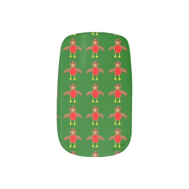 Christmas Robin False Nails Minx Nail Wraps (Left Thumb)