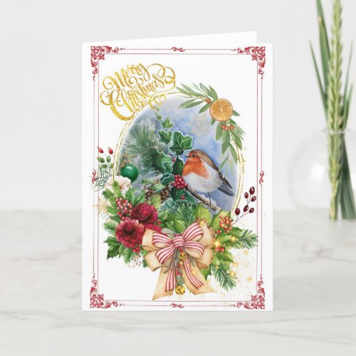 Christmas robin greeting card