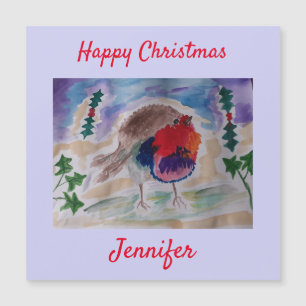 Christmas Robin Personalized Magnet Christmas Card
