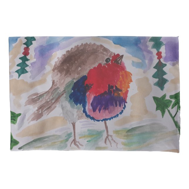 Christmas Robin  Pillow Case (Front)