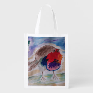 Christmas Robin Reusable Grocery Bag