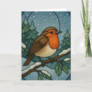 Christmas Robin Stained Glass Card