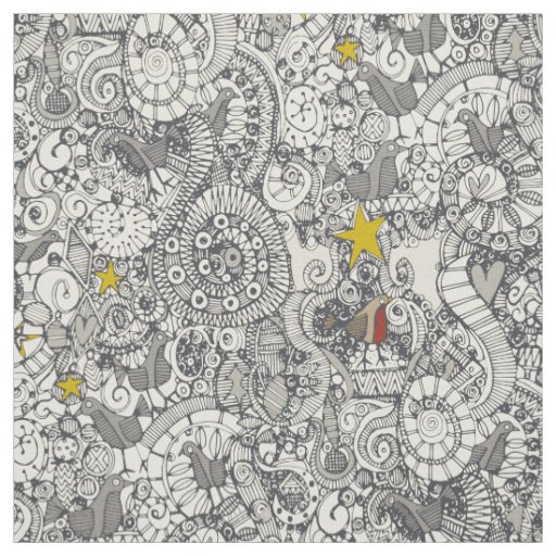 christmas robin tree fabric