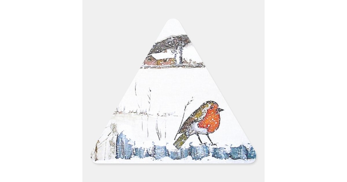 Triangular Robin Christmas Robin Triangle Sticker | Zazzle