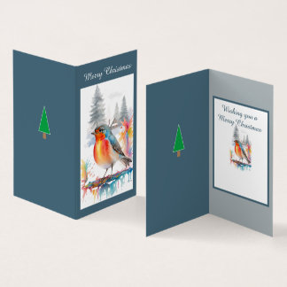 Christmas Robin Watercolor by Faye Giblin