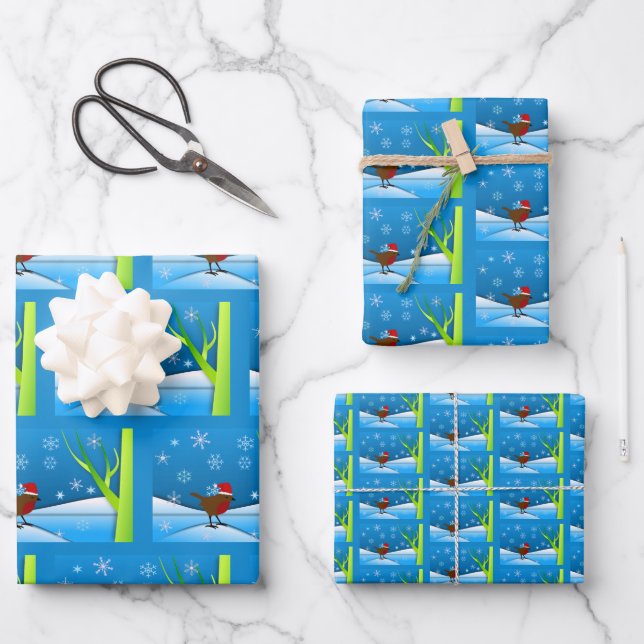 Christmas Robin Wrapping Paper Sheets (Front)