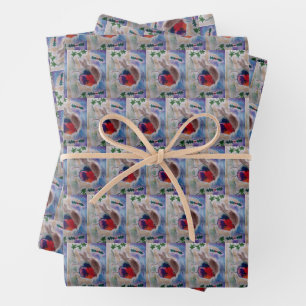Christmas Robin  Wrapping Paper Sheets