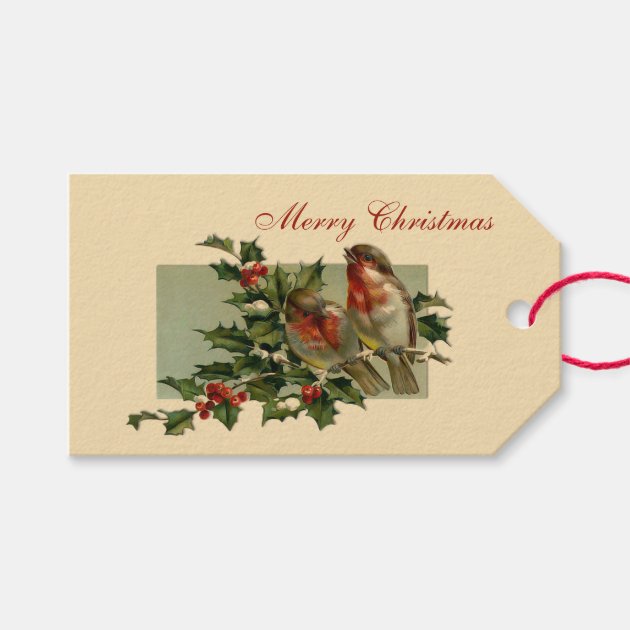 Christmas Robins And Holly Gift Tags