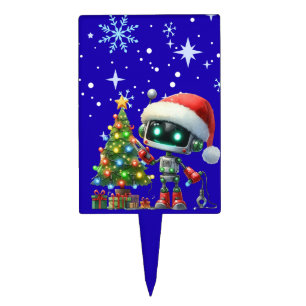 Christmas Robot Birthday Cake Topper
