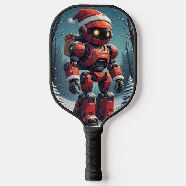 Christmas Robot  Carbon Fiber Pickleball Paddle (Front)
