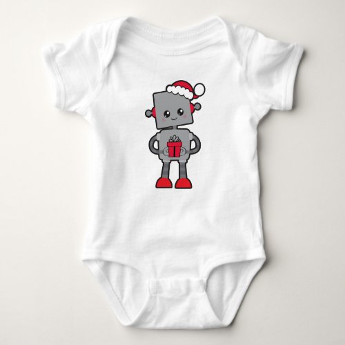 Christmas Robot Cute Robot Santa Hat Gifts Baby Bodysuit