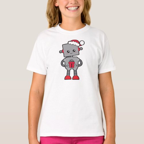 Christmas Robot Cute Robot Santa Hat Gifts T_Shirt