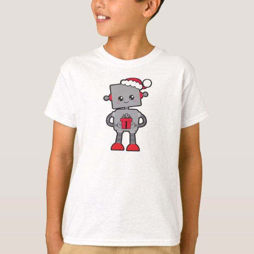 Christmas Robot Cute Robot Santa Hat Gifts T_Shirt